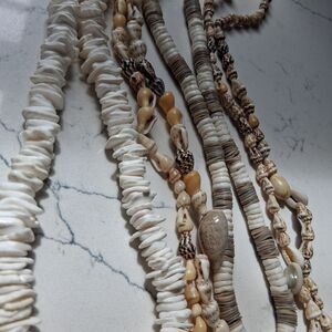 Puka Sea Shell Necklace Choker Lot (4) Vintage Y2K Hawaii Beach Coast